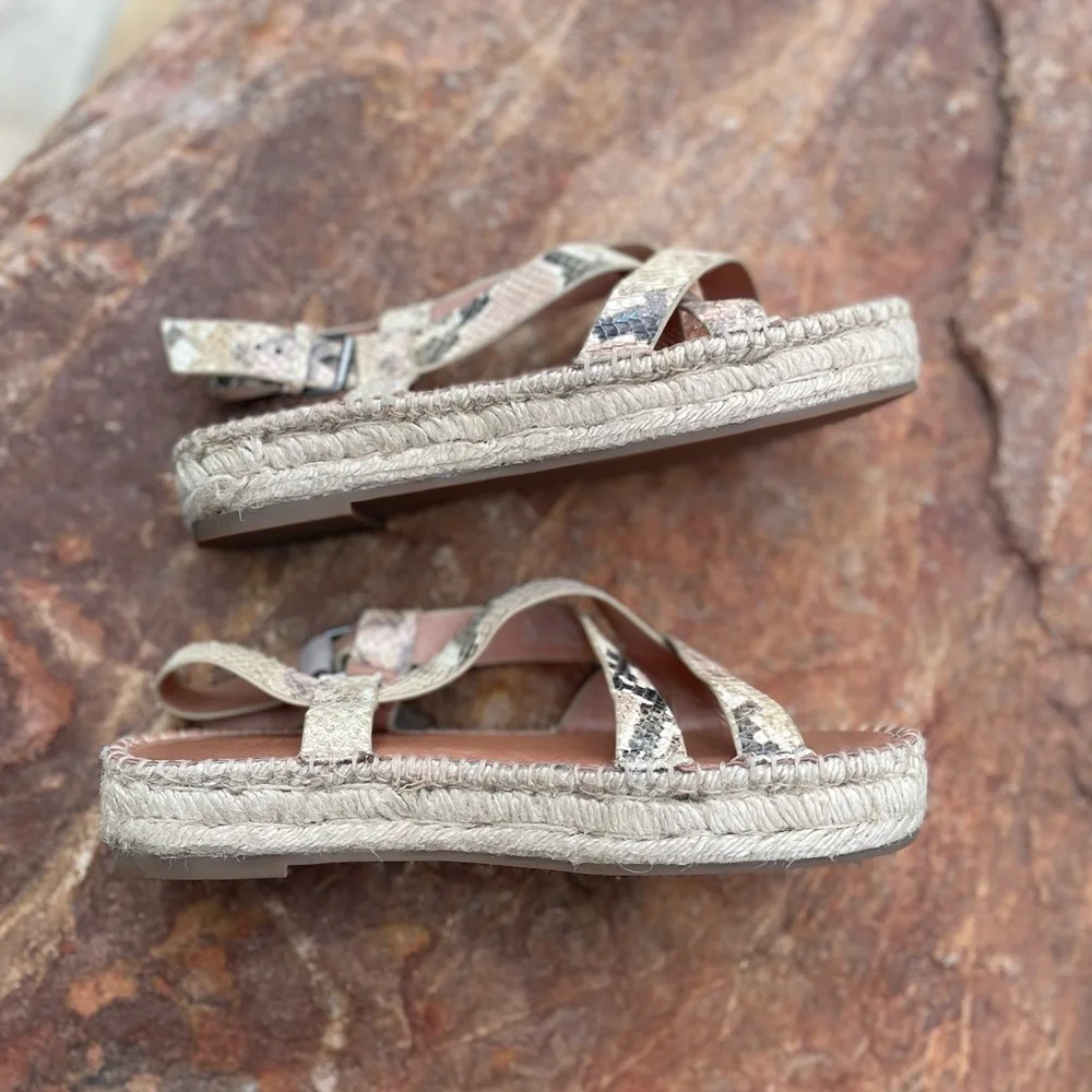 Madewell “Malia” Espadrille Sandal in Snake Embossed Leather